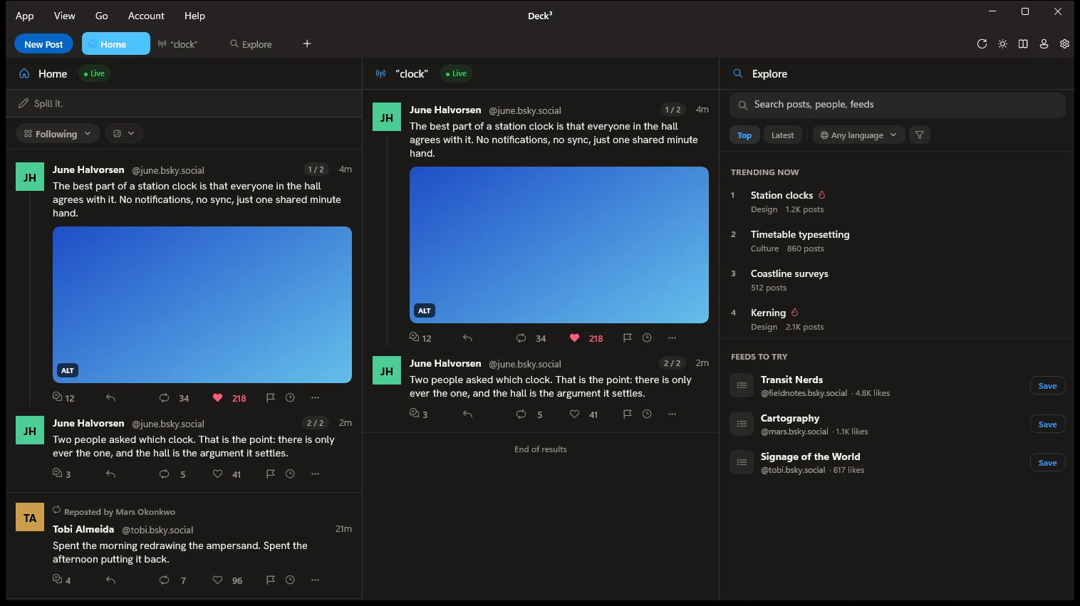 A saved search running live, right beside Home.
